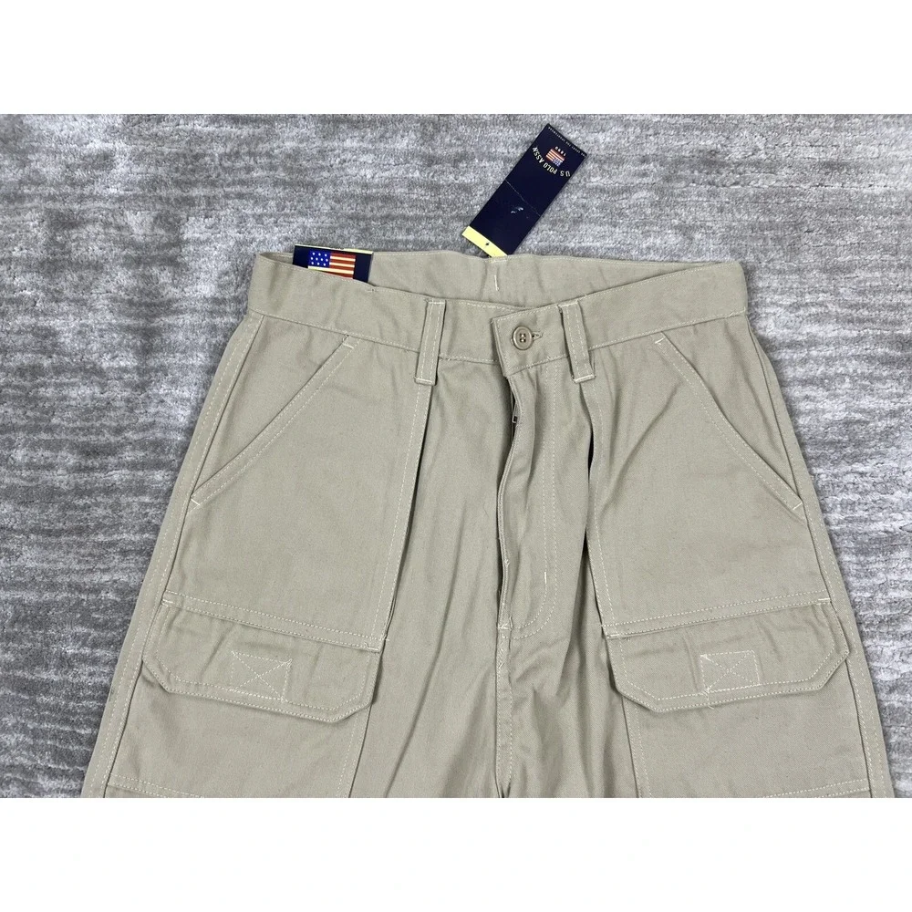 US Polo Assn Cargo Shorts Boys 16 Khaki Uniform Division Adjustable Waist Tan‎